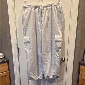 PINK by Victoria Secret High Rise Brushed Woven Hydranea Blue Cargo Pants